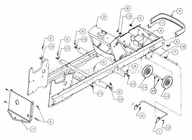 Frame And Drawbar Diagram and Parts List for GT2523-54 13A-2A8K710 Cub Cadet Lawn Tractor